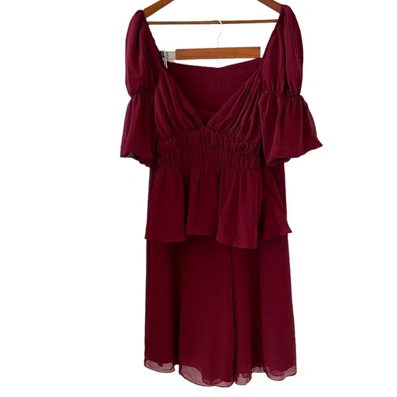 Fame and Partners NEW Smocked Peplum Blouse & Wide Leg Culotte Pants Size 2 - Picture 1 of 14